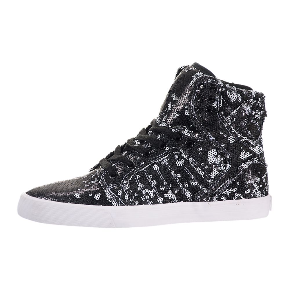 Baskets Montantes Supra SkyTop Noir Blanche White/White-White Femme | TKR-77007018